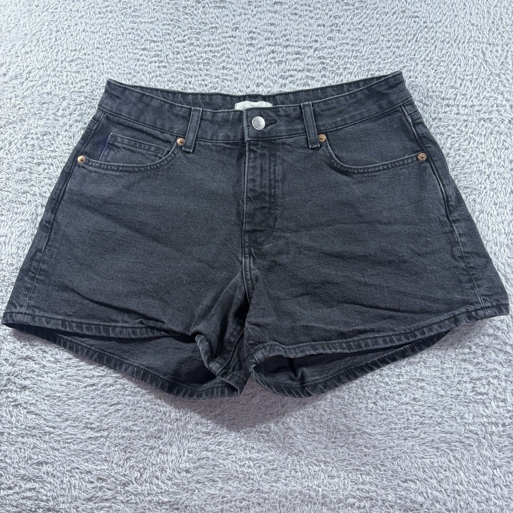 H&M‎ Black Denim Shorts Womens 10 3" Inseam High Rise Micro Booty Short Shorts